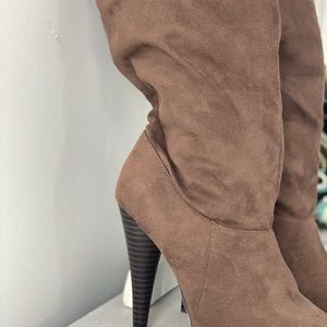 Faux suede high heel knee boots